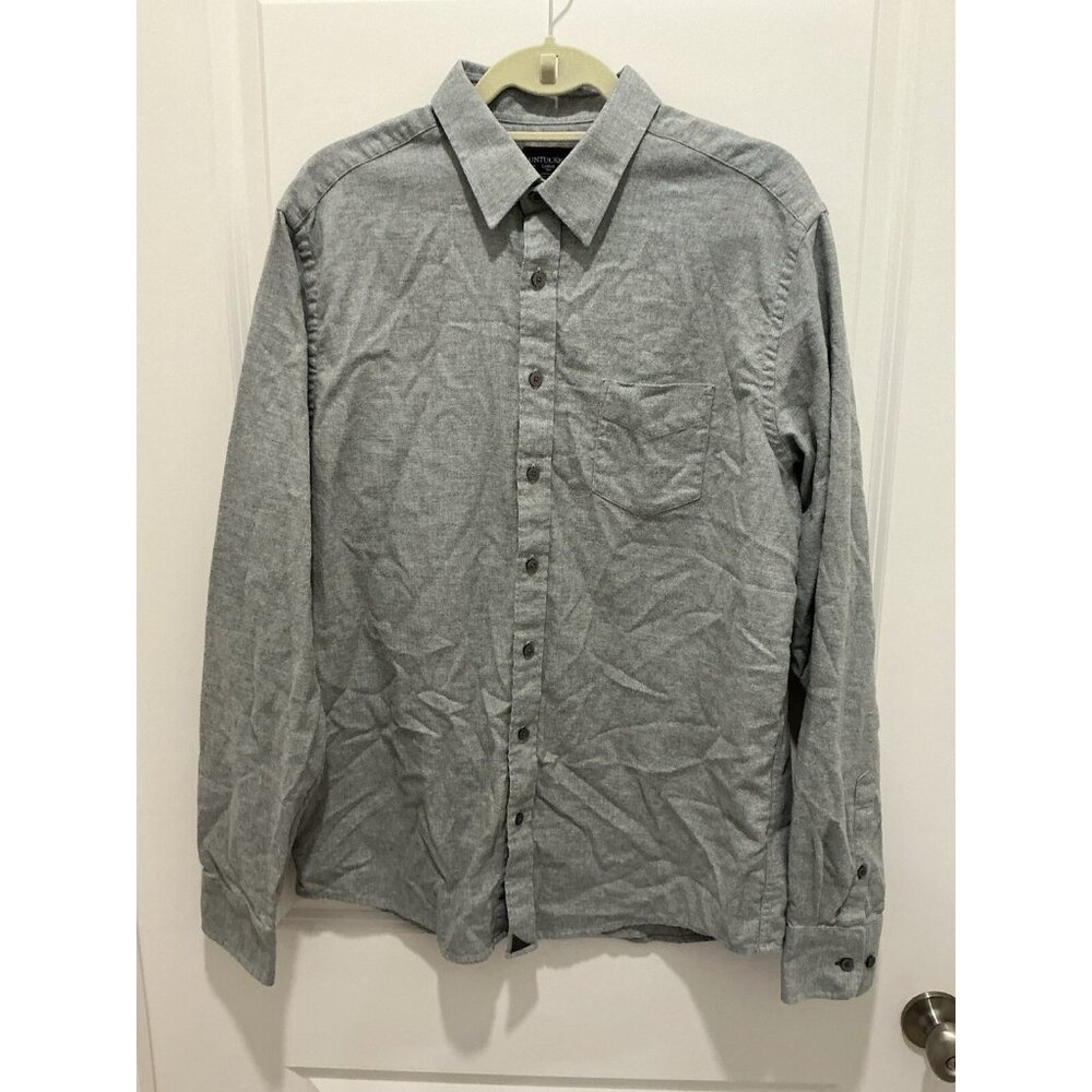 Untuckit Shirt Button Up Size Large Tall Men's Long Sleeve Heather Grey